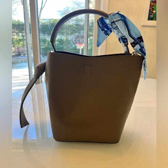 LEATHER and SUEDE CROSSBODY BAG NEUTRAL TAUPE - MADE IN ITALY NWOT - Picture 3 of 16